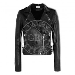 Black High Quality Fashion Leather Jackets For Ladies